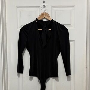 Guess Black Bodysuit With Neck Tie